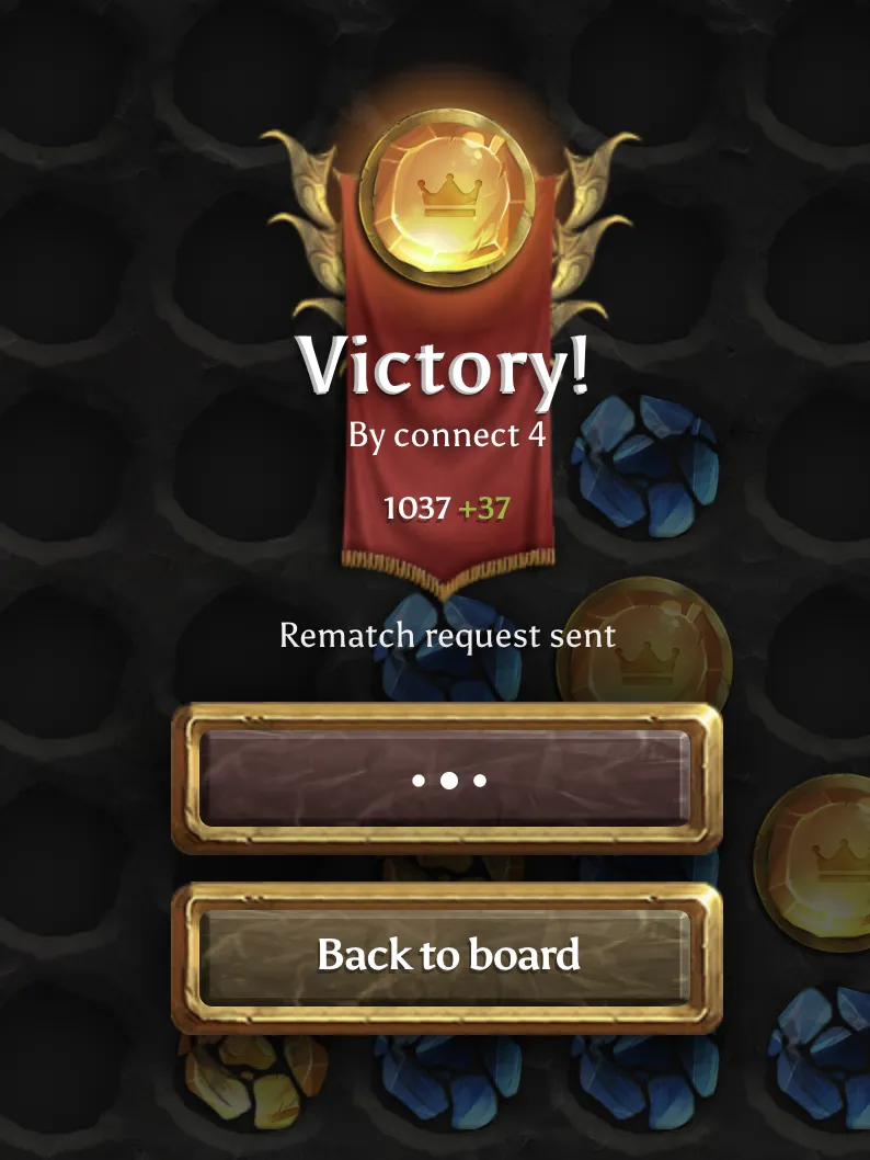 Victory screen with rematch request sent